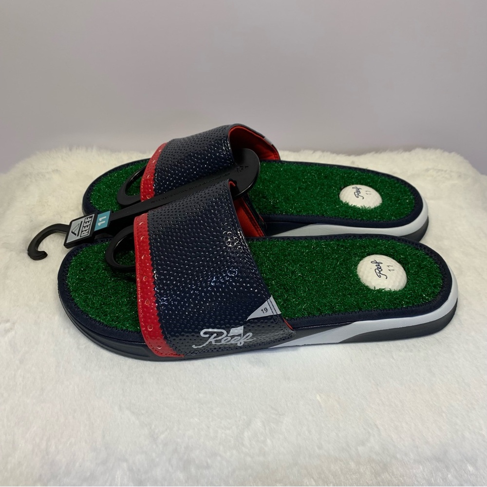 Reef Mulligan Golf Slide Sandals Men Size 11 'Patriotic' Turf Stoked Blue NEW - Picture 4 of 11